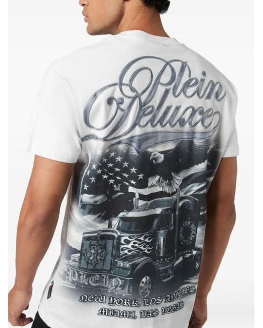 Philipp Plein White Logo-Appliqué T-Shirt for men