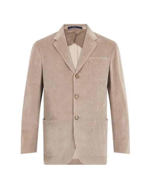 Fedeli Natural Ribbed Single-Breasted Jacket for men
