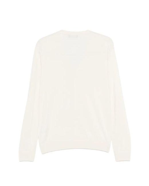 Alpha Studio White Button V-Neck Cardigan for men