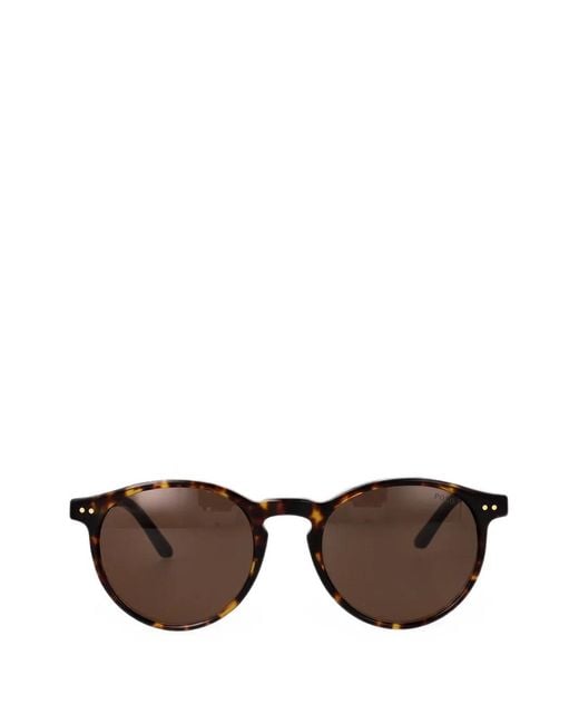 Polo Ralph Lauren Brown Tortoiseshell-Effect Round-Frame Sunglasses for men