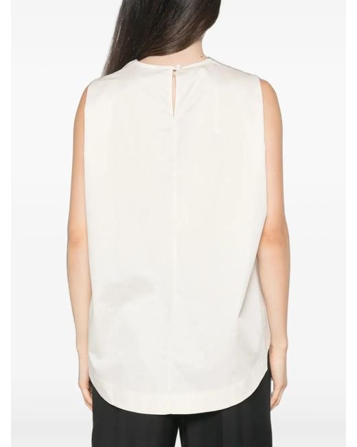 MOUTAKI White Sleeveless Round-Neck Blouse