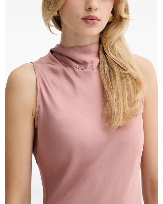 Fracomina Pink Rear-Bow High-Neck Midi Dress