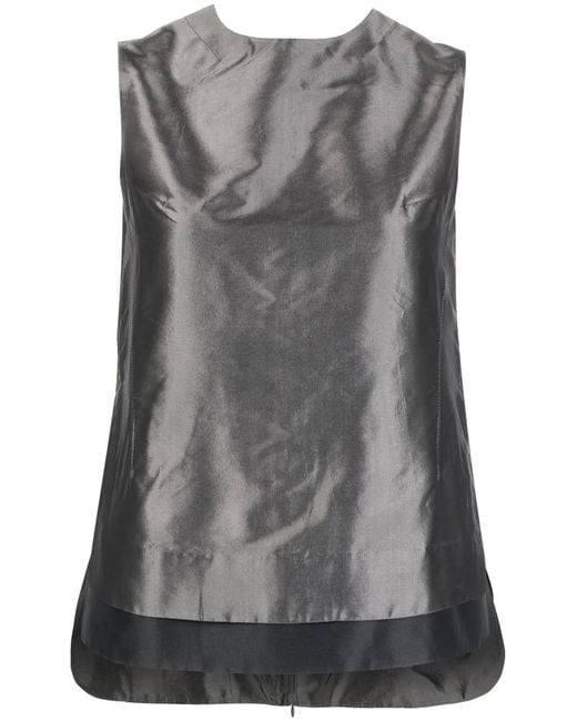 Shiatzy Chen Gray Contrasting-Trim Detail Blouse