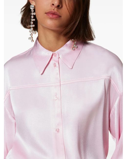 Twinset Pink Satin Weave Button-Down Shirt