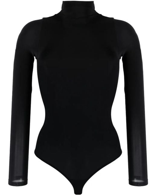 Wolford Black Buenos Aires String Semi-Sheer Bodysuit