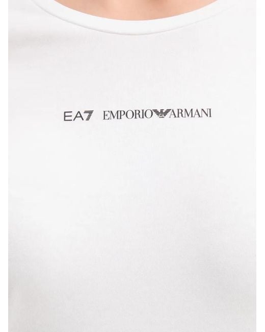 EA7 White Long-Sleeve Logo T-Shirt