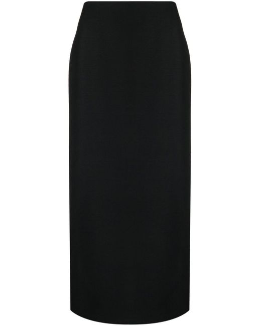 Valentino Garavani Black Rear-slit Midi Skirt