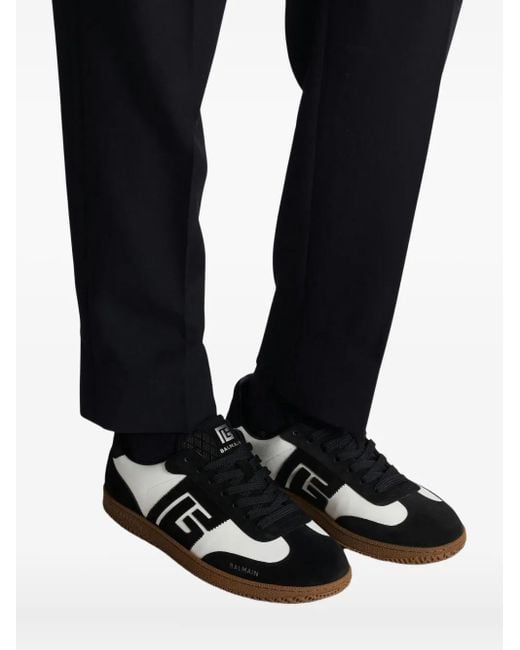 Balmain Black Swan Sneakers Mit Logo Aus Wildleder