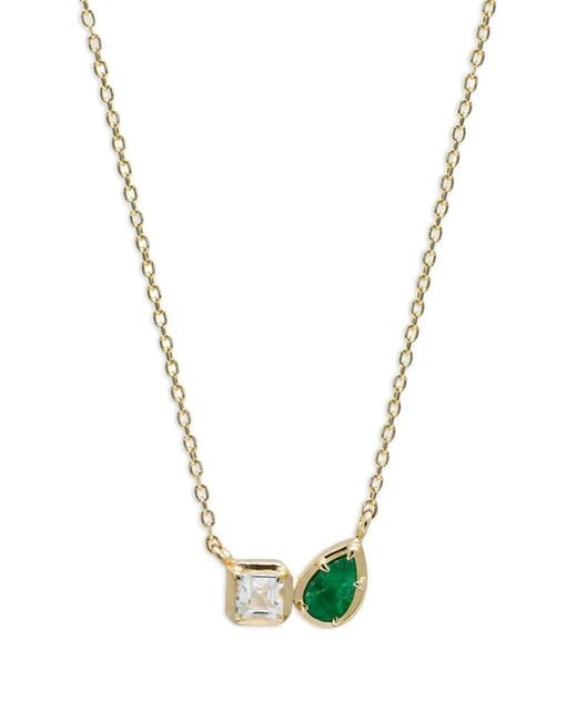 Anzie Metallic Collier Mélia Serti D'Émeraude Et De Topaze Blanche