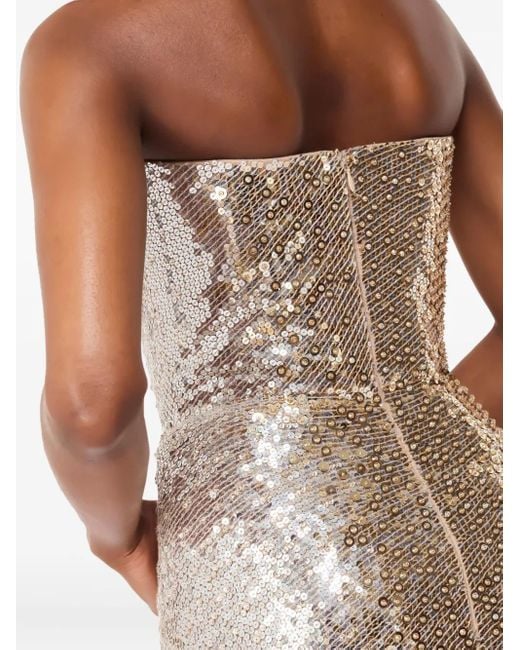 Jenny Packham Natural Schulterfreies Maxikleid Mit Pailletten