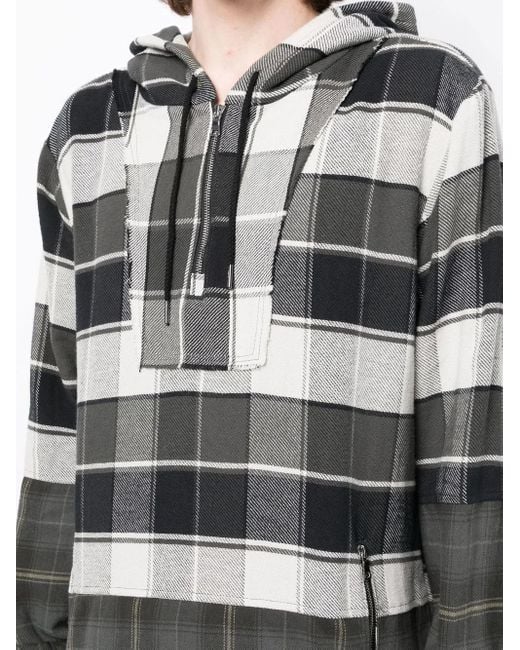 Alchemist Gray Check-Print Long-Sleeve Hoodie for men