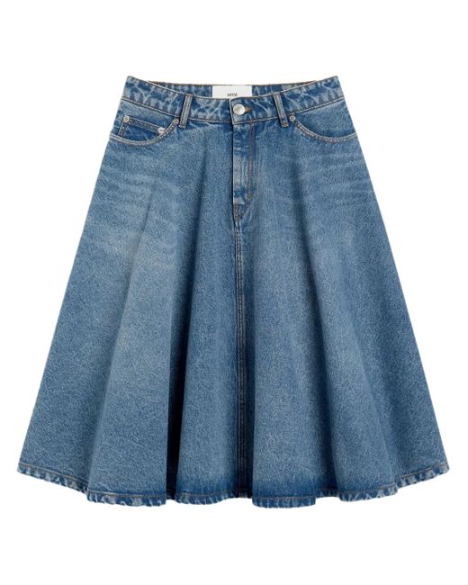 Jupe Mi-Longue À Détail De Godets AMI en coloris Blue