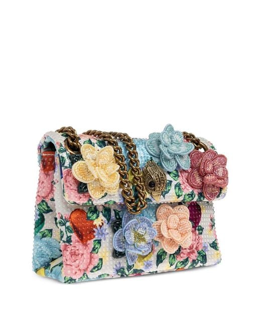 Kurt Geiger White Mini Kensington Flower-Embellished Shoulder Bag