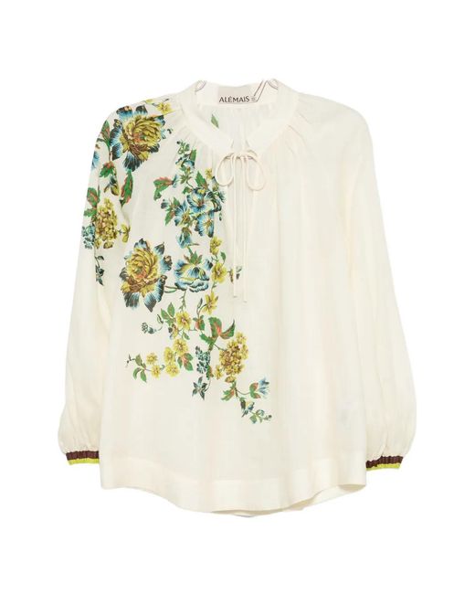 ALÉMAIS White Phyllis Floral-Print Blouse