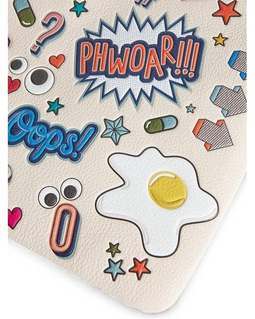 Anya Hindmarch White All Over Stickers Leather Laptop Case