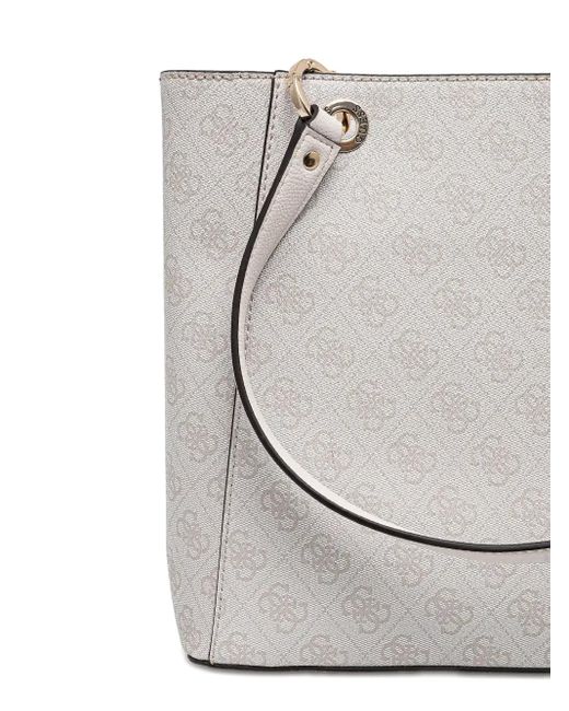 Guess White Noelle Logo-Print Tote Bag