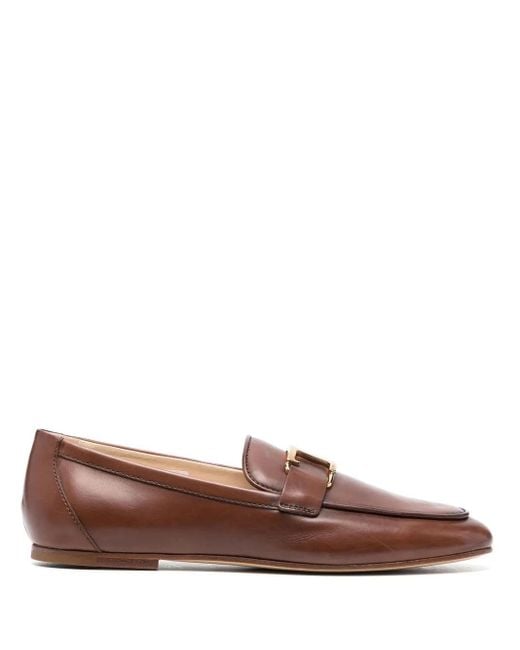 Tod's Brown T-Logo Leather Loafers