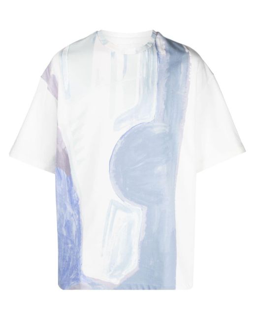 Jil Sander Blue Liquid-print Cotton T-shirt for men