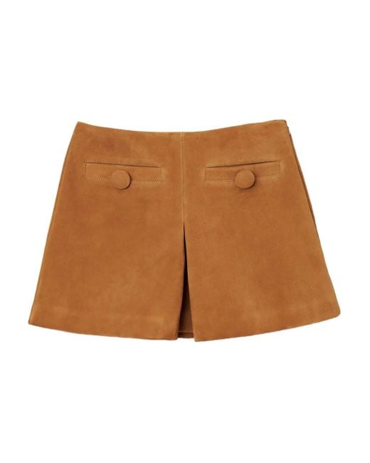 Minijupe En Daim À Plis Creux Marc Jacobs en coloris Brown