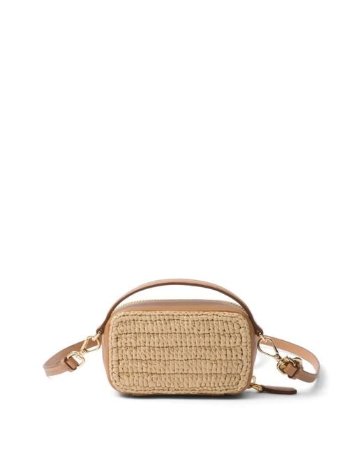 Prada Natural Leather Woven Mini Pouch