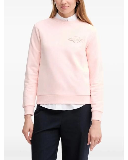 Gant Pink Logo-Embroidered Sweatshirt