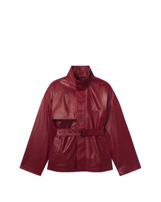 FRAME Red Alexandra Leather Jacket