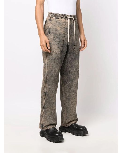 DIESEL Gray Acid-Wash Straight-Leg Trousers for men
