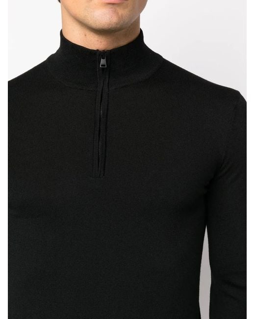 HUGO Black Roll-Neck Virgin Wool Jumper for men