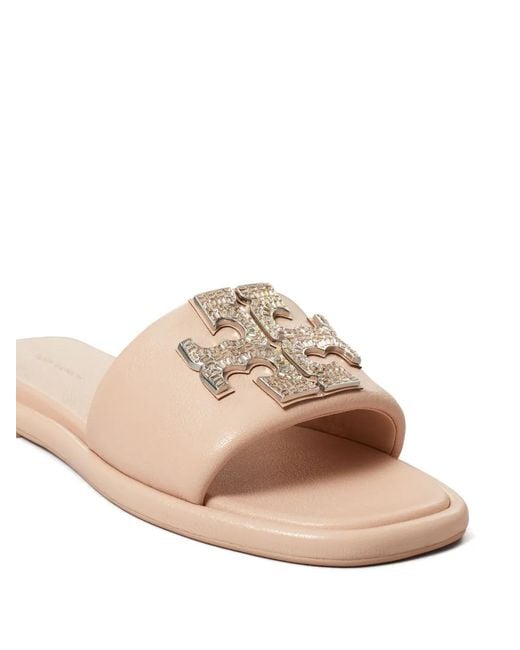 Tory Burch Natural Double T Deco Sport Slides