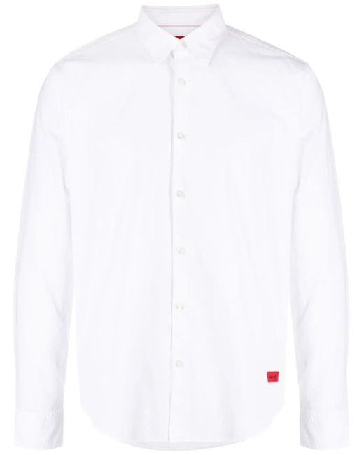 Chemise En Coton À Logo Brodé HUGO pour homme en coloris White
