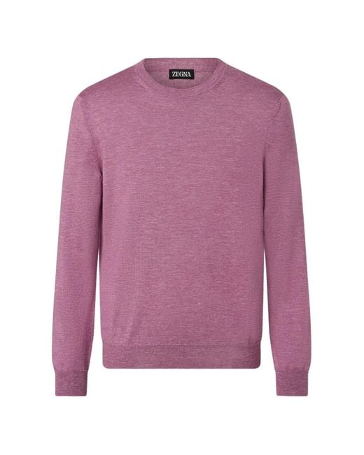 Zegna Purple Crew-Neck Sweater for men