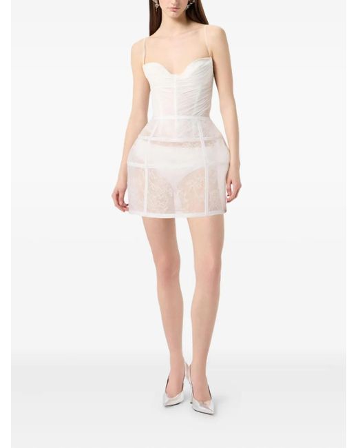 Blumarine White Lace-Panelled Mini Skirt