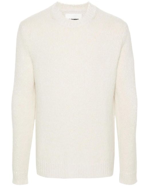 Jil Sander White Brushed Chunky-Knit Jumper for men