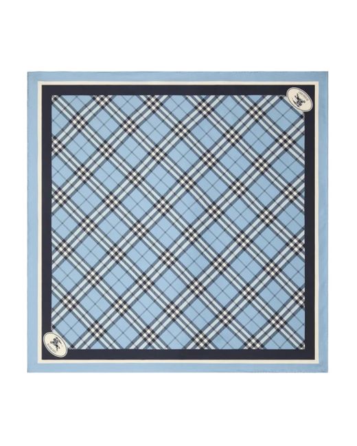 Burberry Blue Checked Silk Scarf