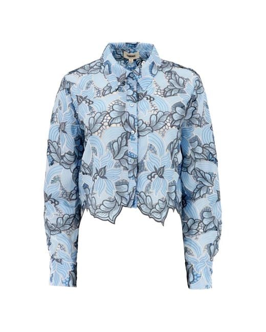L'Agence Blue Akemi Floral Button-Down Blouse