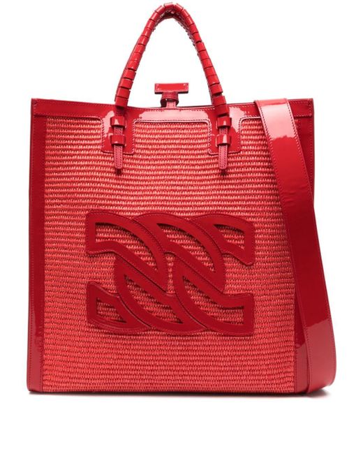 Casadei Red Beaurivage Patent-detailing Tote Bag