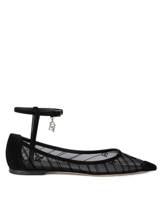Elisabetta Franchi Black Charm-Detail Ballet Flats