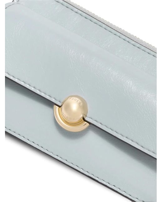 Furla Gray Sfera Zip Leather Card Case