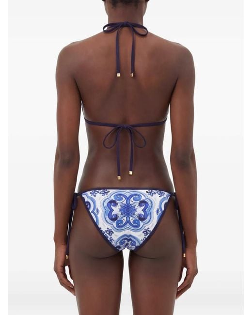 Dolce & Gabbana Blue Majolica-Print Bikini