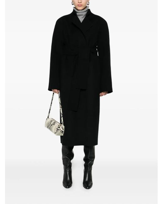 Khaite Black Belted Wool Coat
