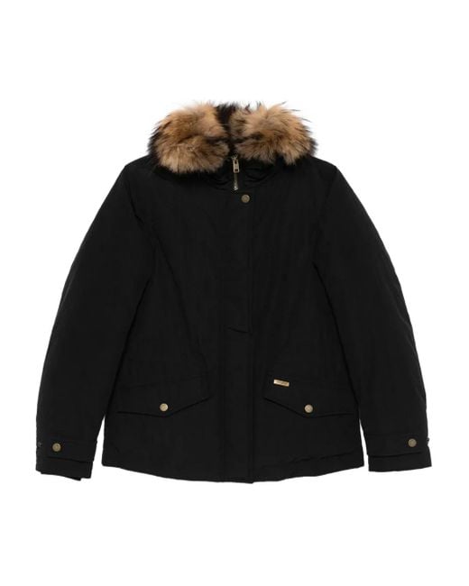 Woolrich Faux Fur-collar Coat Black