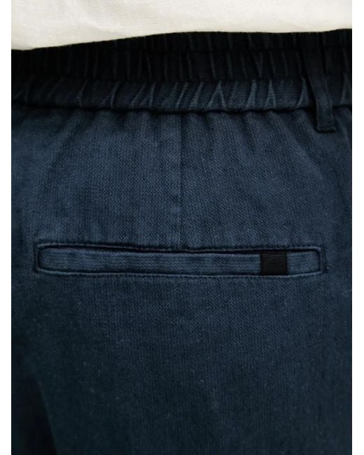 Mos Mosh Blue Baldo Porro Pleated Elasticated-Waistband Trousers for men