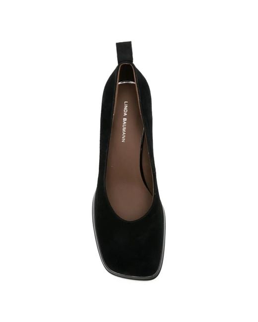 Linda Baumann Black Square-Toe Heeled Pumps