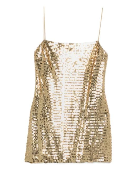 retroféte Natural Sequin Strap Mini Dress