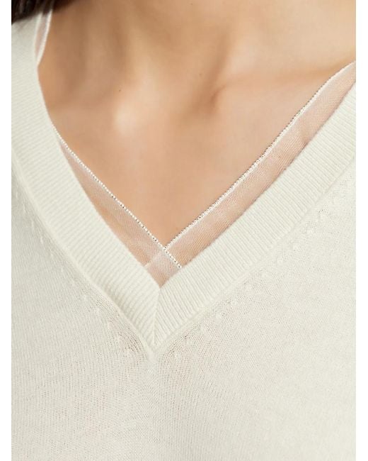 Fabiana Filippi White V-Neck Top