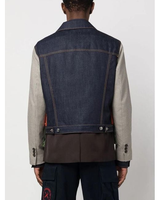 DSquared² Black Patchwork Buttoned Jacket for men