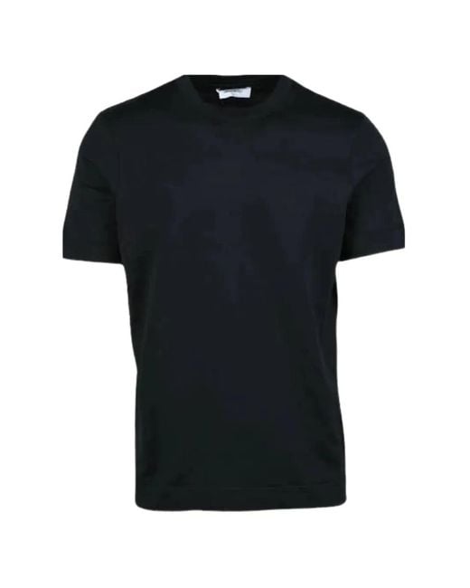 Gran Sasso Black Fine-Knit T-Shirt for men