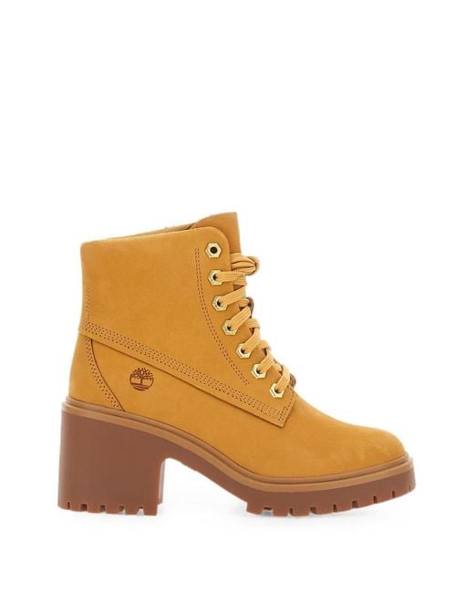 Timberland Brown Lace-Up Logo-Debossed Ankle Boots