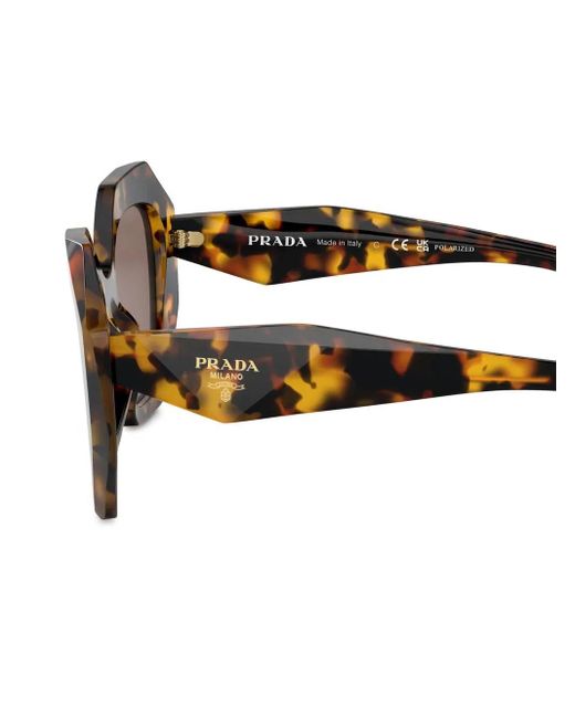 Prada Brown Tortoiseshell-Effect Logo Sunglasses