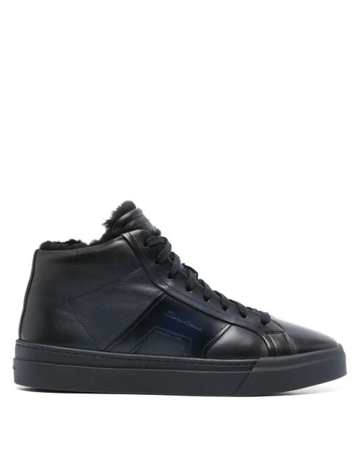 メンズ Santoni ハイカット レザースニーカー Blue